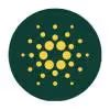 Cardano (ADA) cryptocurrency icon displayed in yellow on a dark green circular background, matching CasinosHub’s flat vector style.