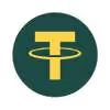 Tether (USDT) cryptocurrency icon in CasinosHub style with a dark-green circular background and yellow logo.