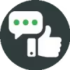 Player feedback icon with thumbs up and chat bubble.