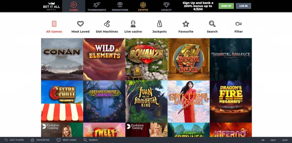 Bet It All Casino Online games