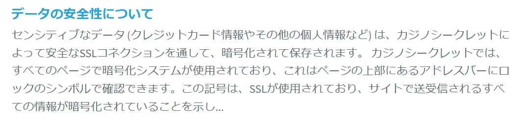 カジノシークレット　データー安全