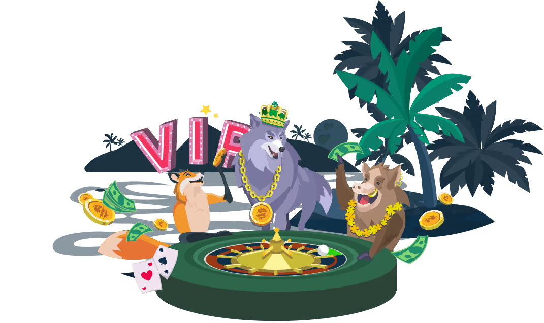 Cartoon animals at a VIP roulette table