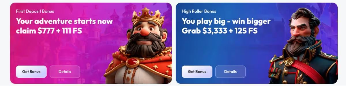 SpinRise Casino Bonuses Screenshot