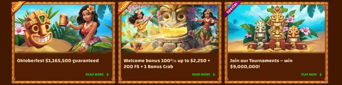 Tiki Casino bonuses screenshots