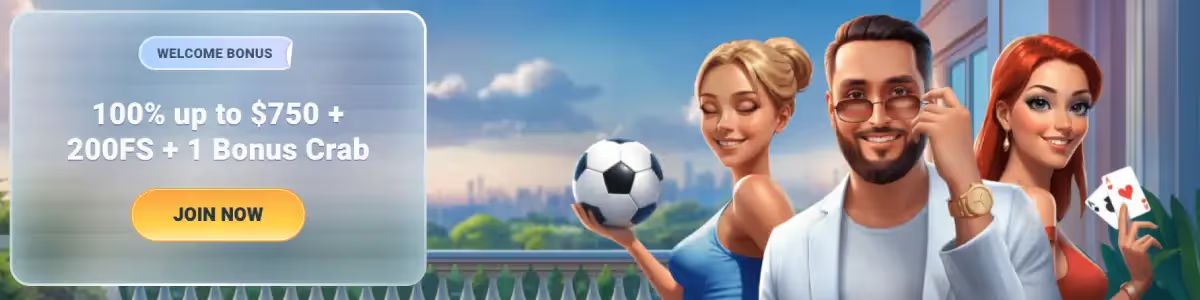 Beteum Casino Review, image showing welcome bonus and joining button