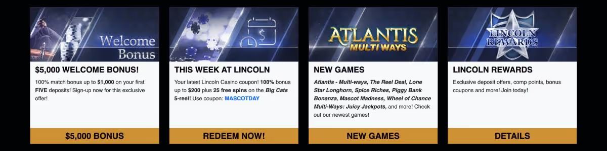 Lincoln Casino promotions screenshot
