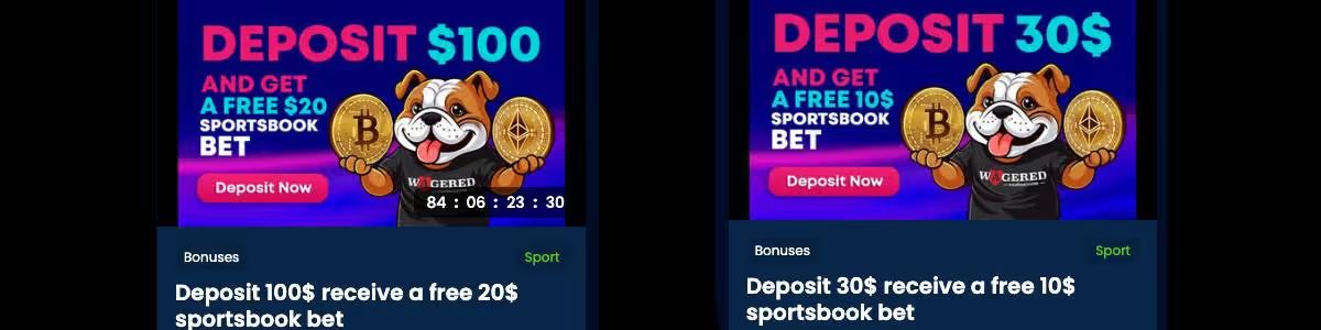 Wagered Casino Sports Bonuses Screenshot