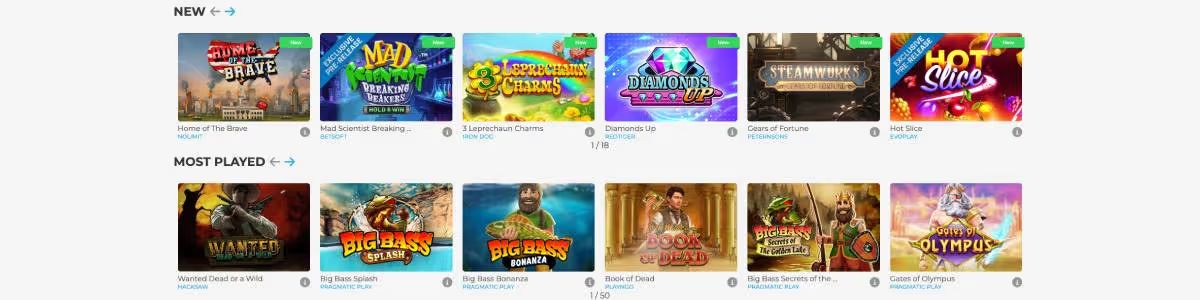 Wolfy Casino Games and Software Screenshot