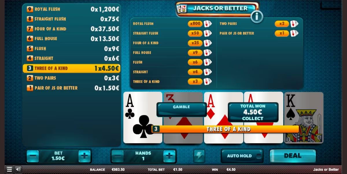 Jacks or Better by Red Rake Gaming screenshot