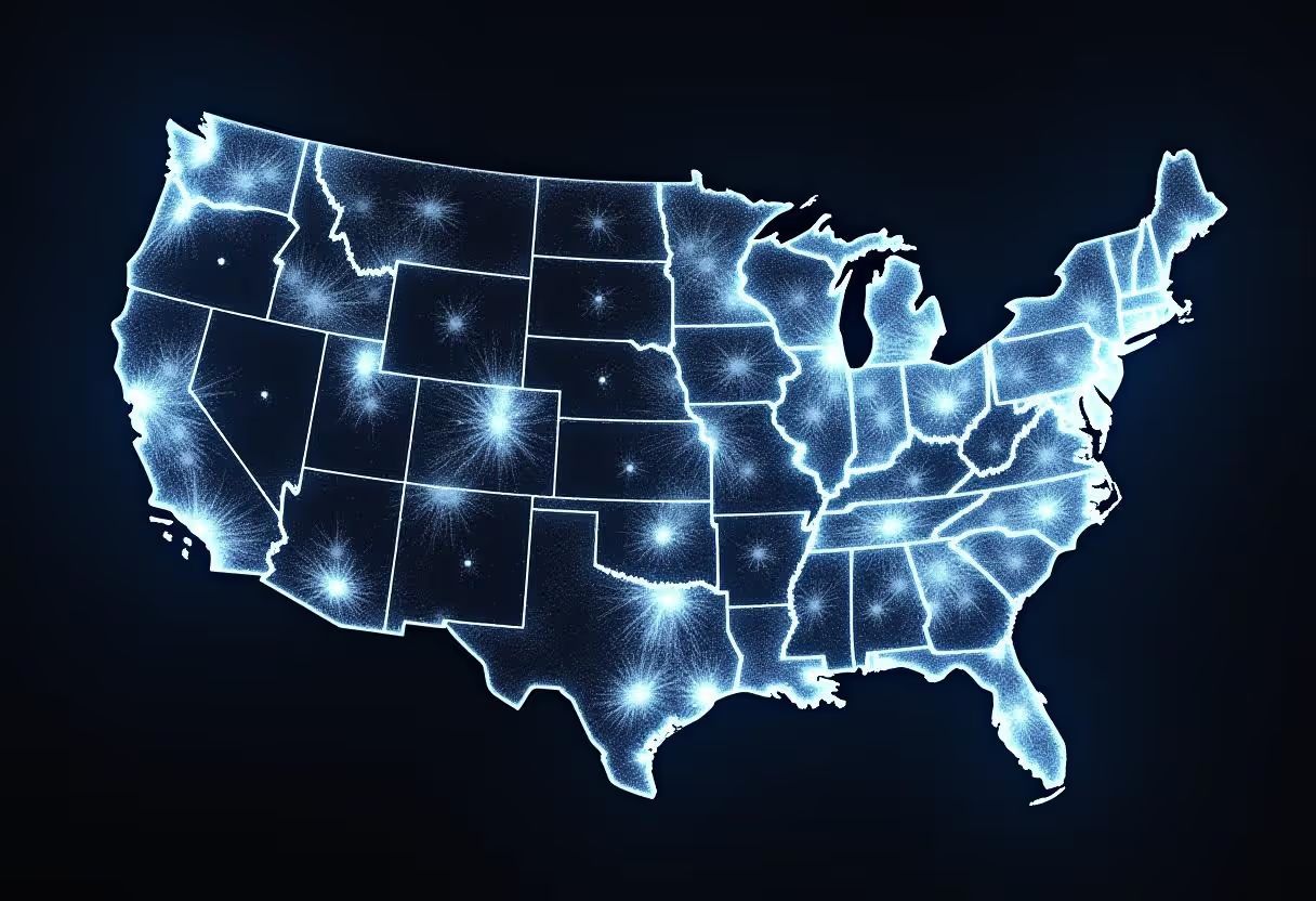 Digital map of the US, New online casinos