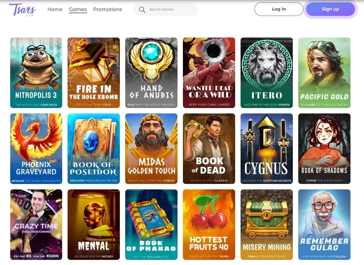 tsars casino games