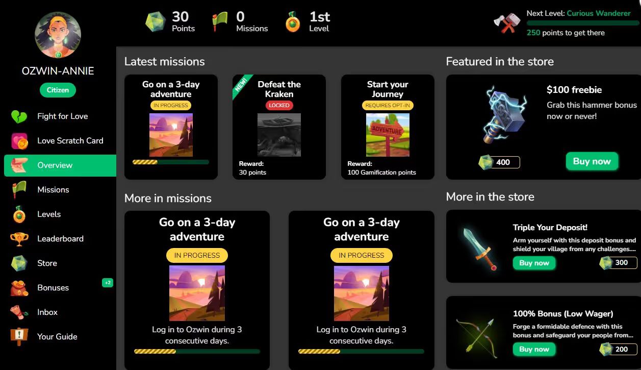 Ozwin Casino Adventure Lobby