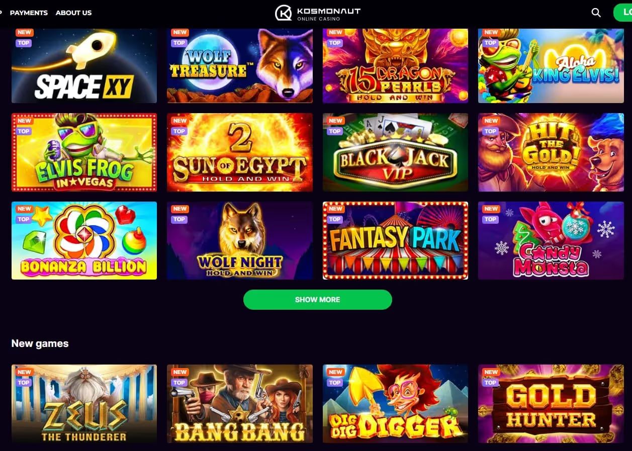 kosmonaut casino games