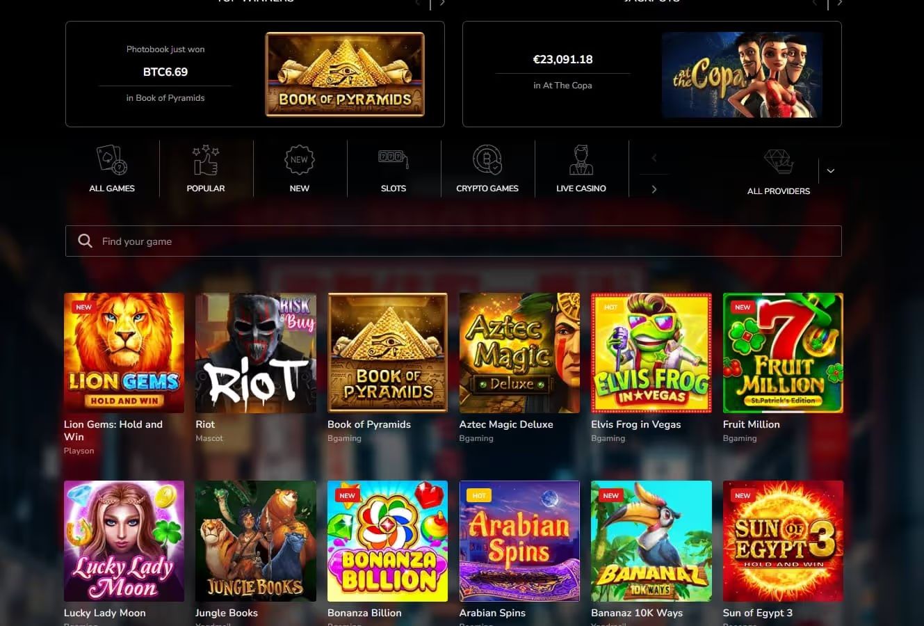 oshi casino games