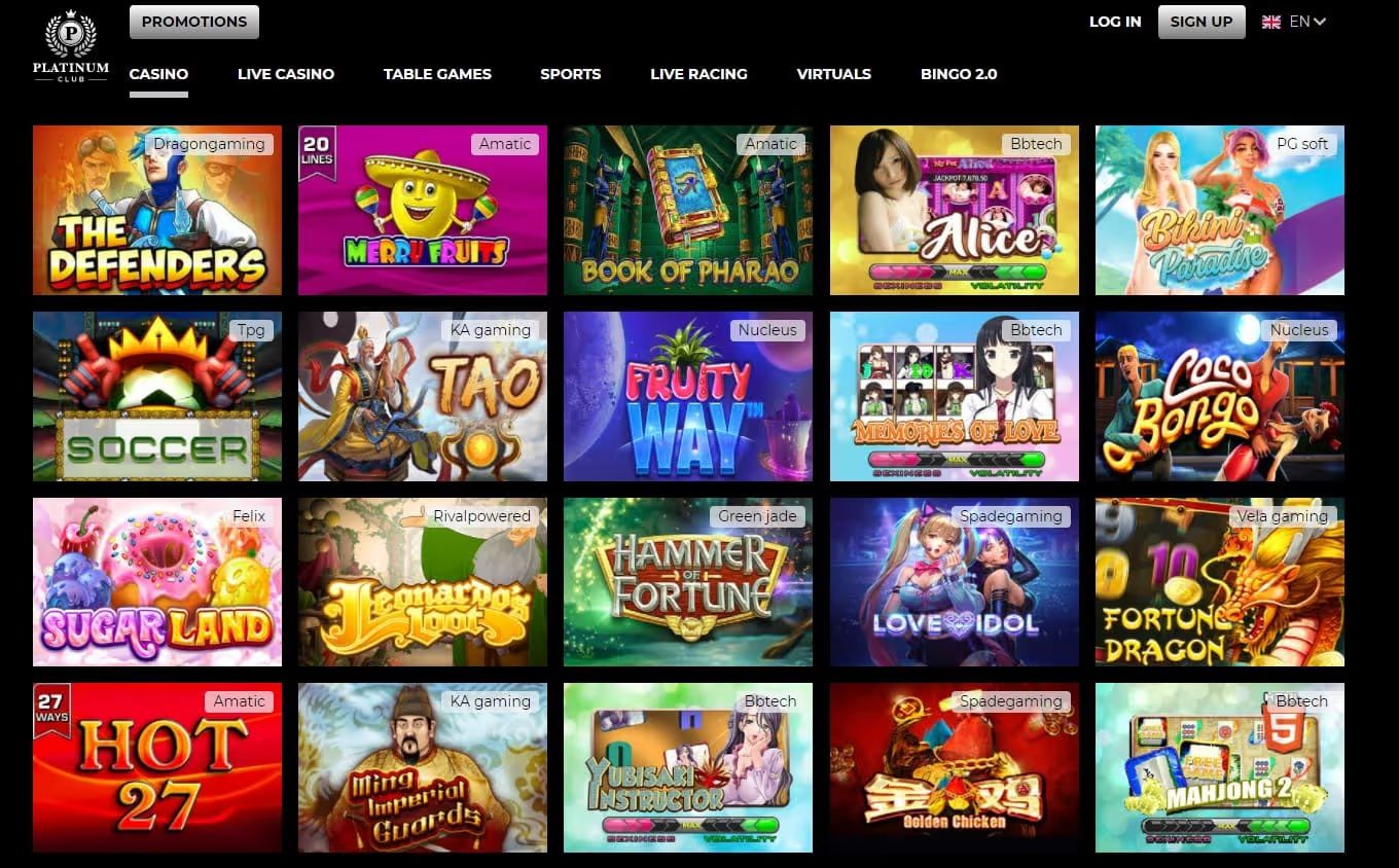 platinumclub vip casino games