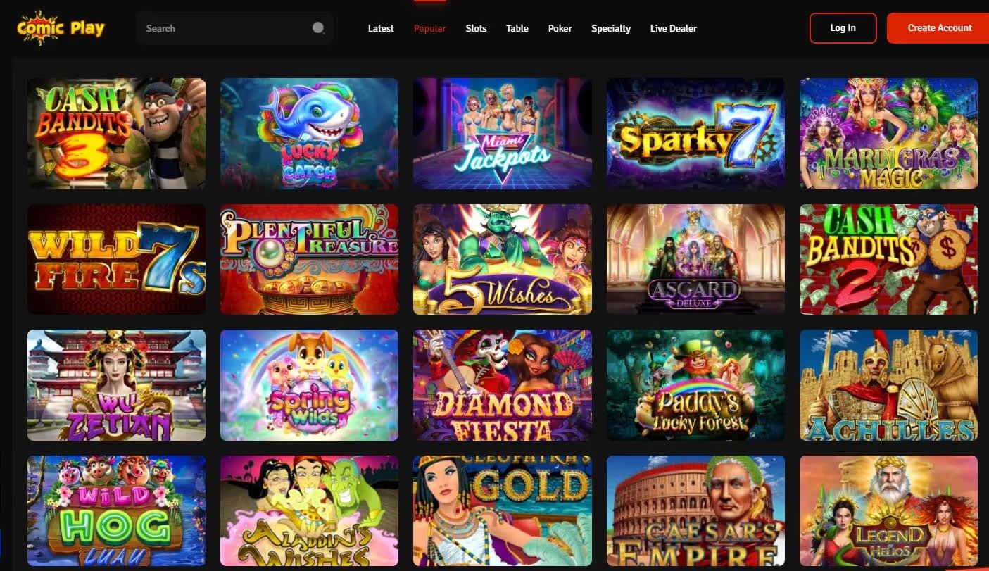 comic play casino games
