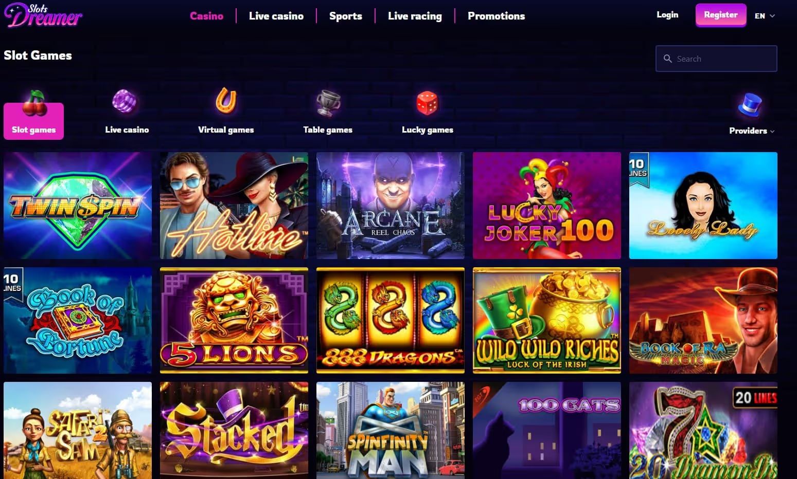 slots dreamer online casino games