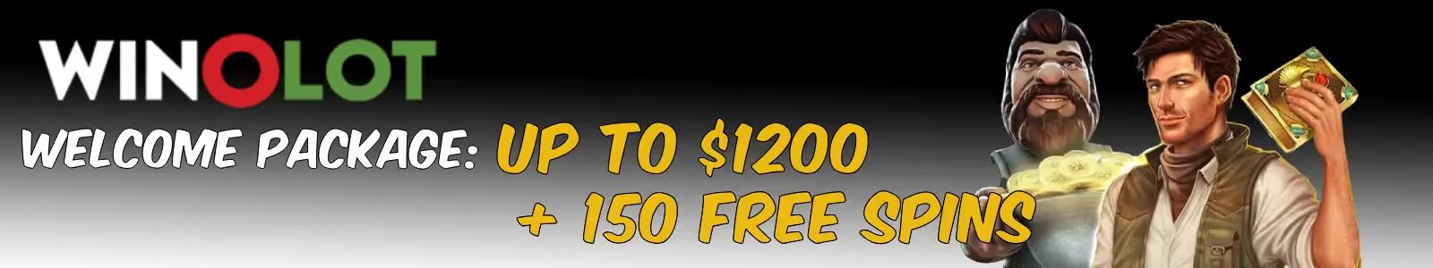 Winolot Casino Welcom Bonuses up to $1200 and 150 free spins