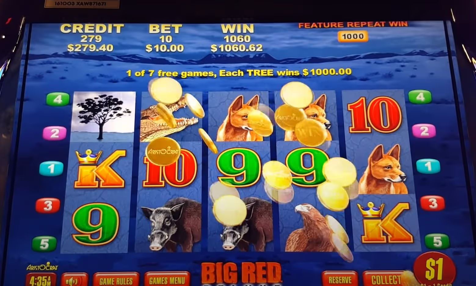 aristocrat pokie big red winner