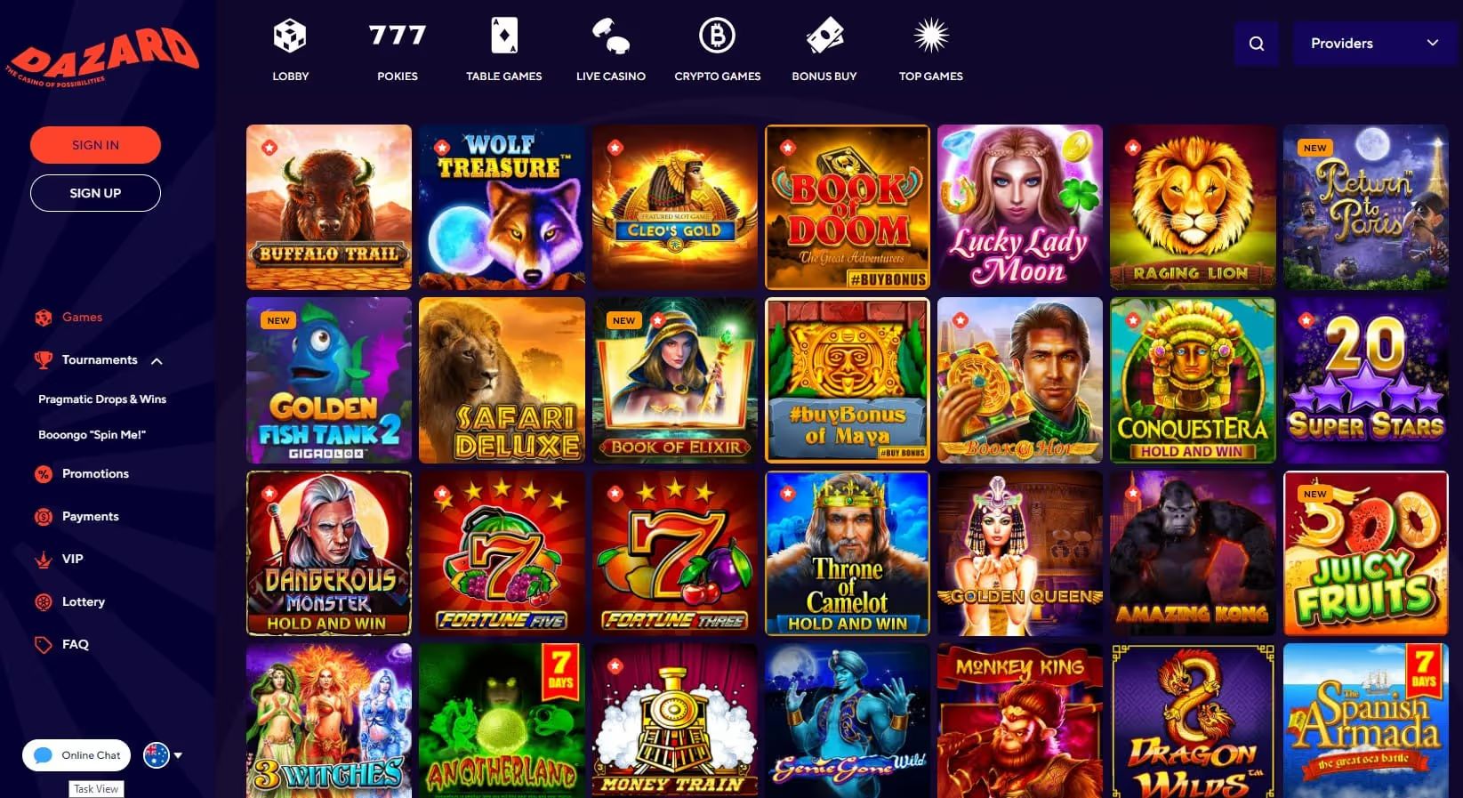 dazard casino games