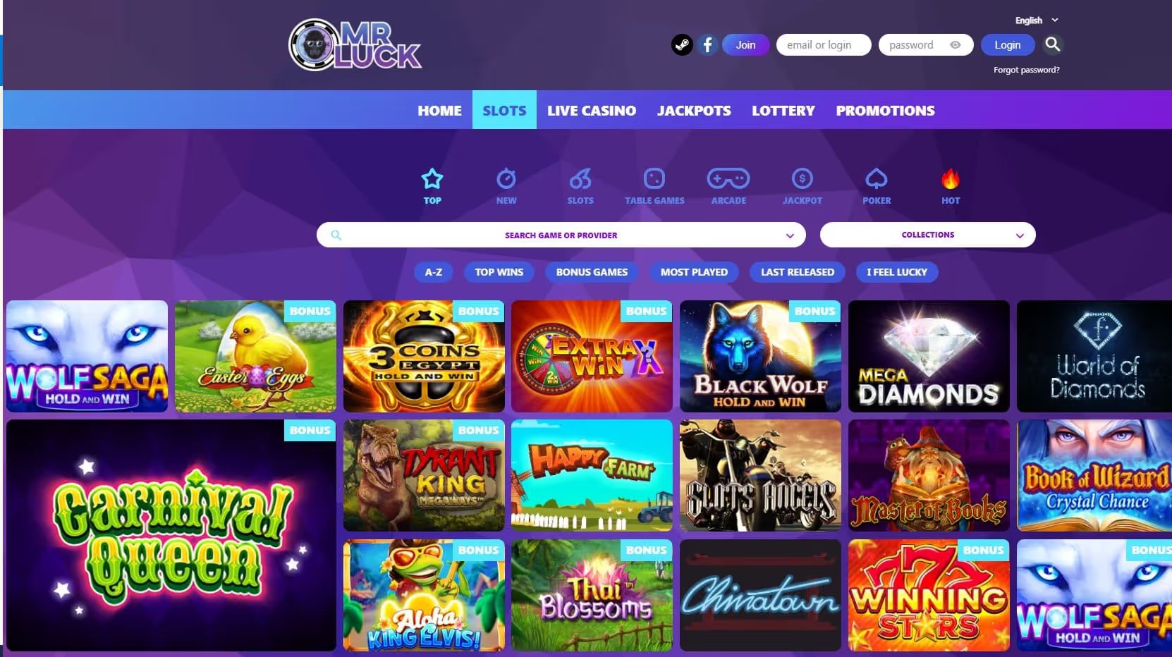 mr luck casino games