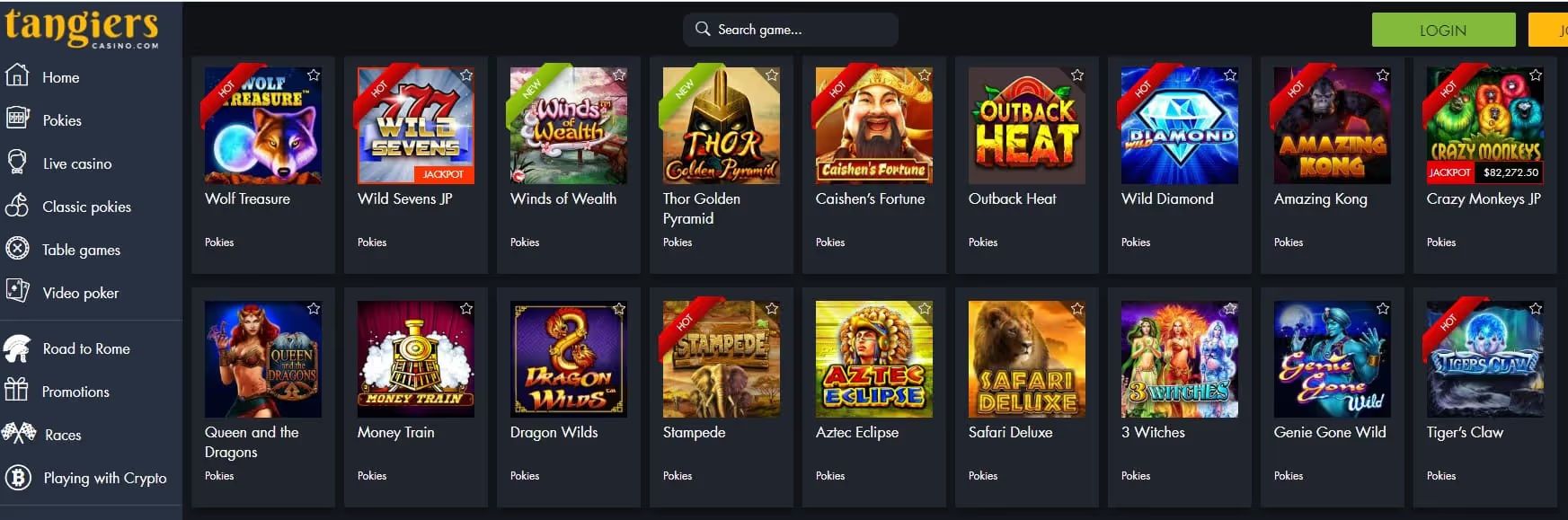 tANGIERS CASINO games