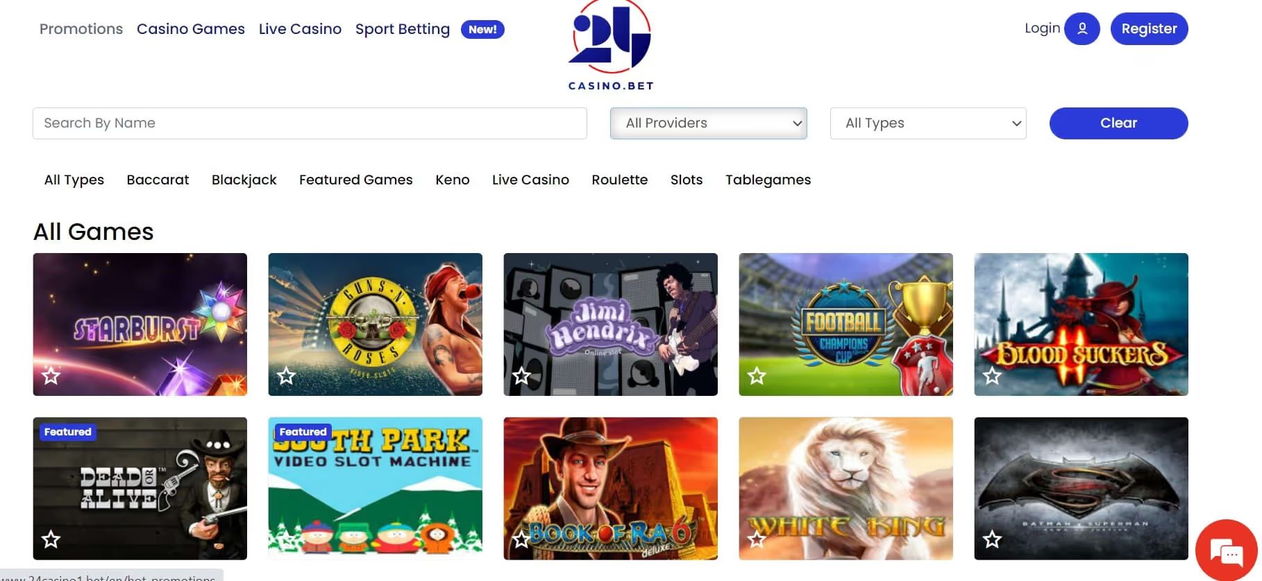 24casino bet online games