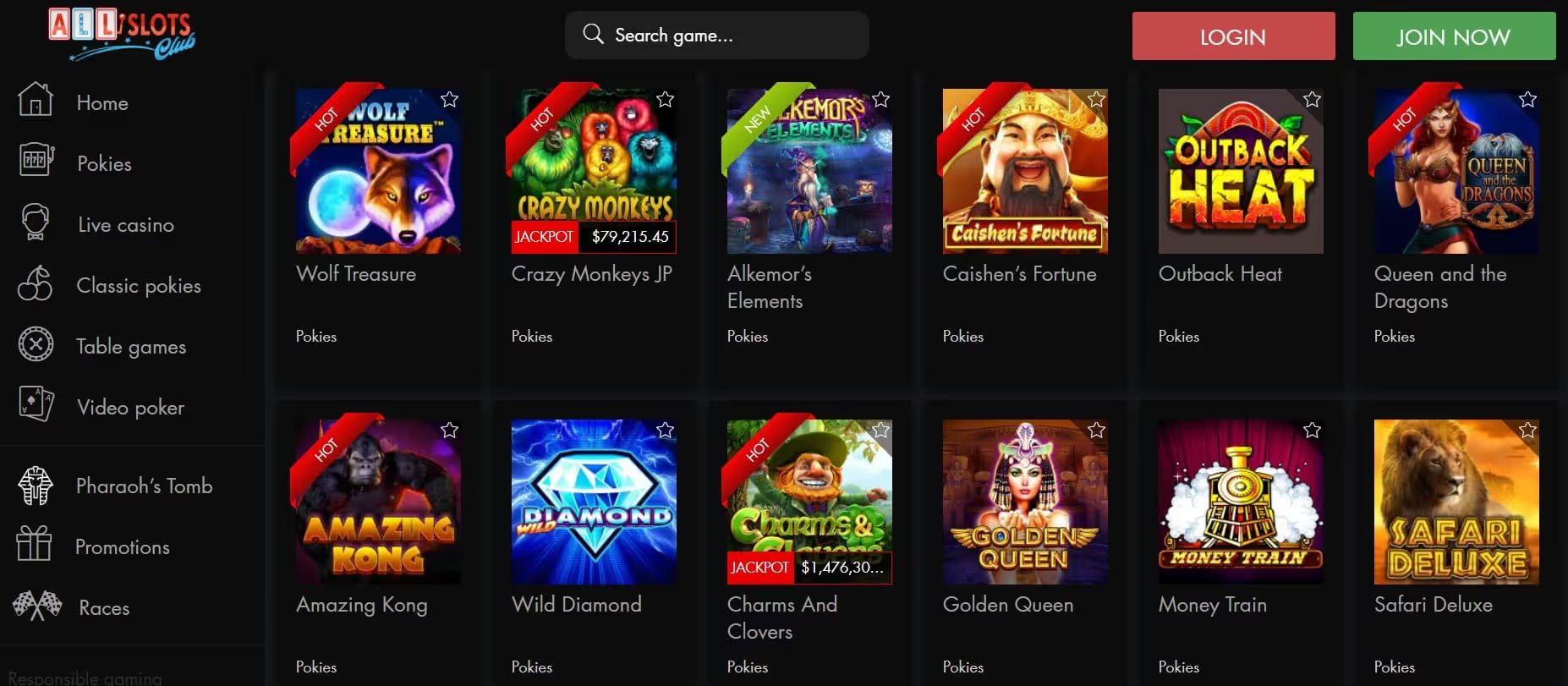 all slots club pokies