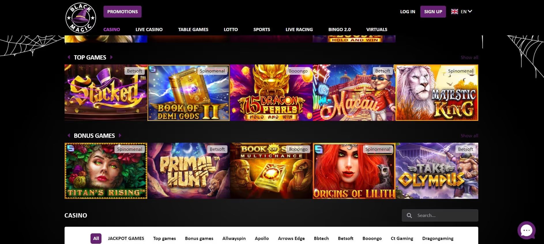 black magic casino games