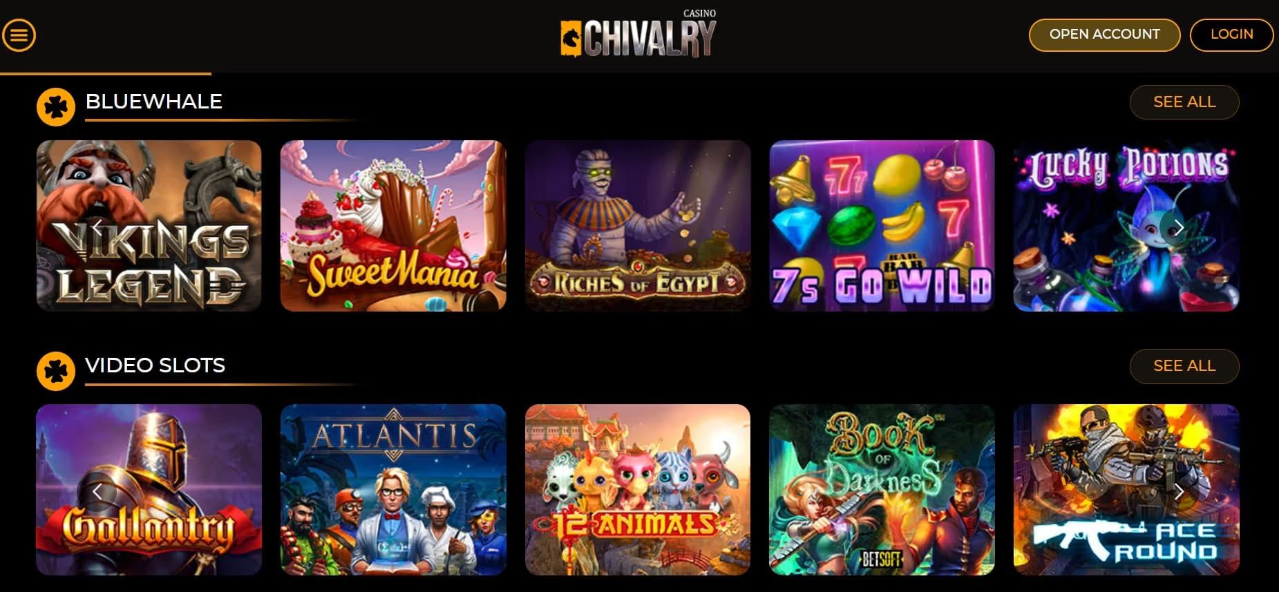 chivalrycasino games