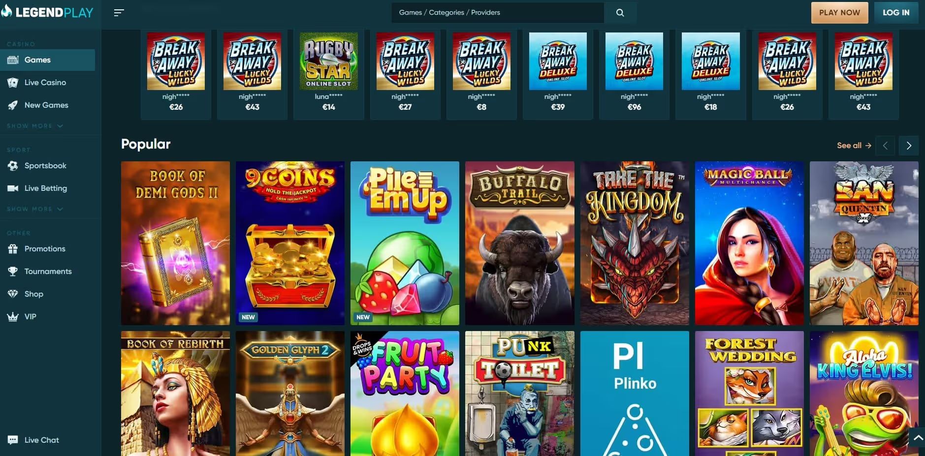 legend play casino games