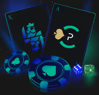 King and Ace of Spades cards with casino chips and dice