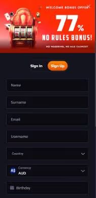 Blaze Spins Casino signup screenshot