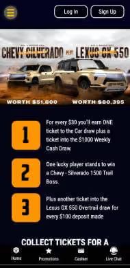 Grand Eagle Casino win a car promotion page.