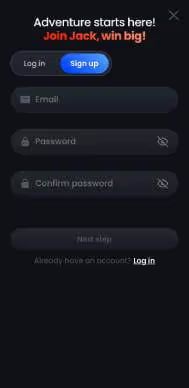 MonacoJack Casino registration screenshot