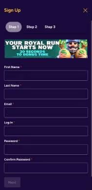 Crypto Palace Casino signup screenshot