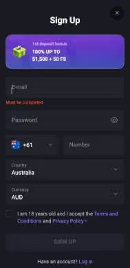 Mateslots Casino signup screenshot