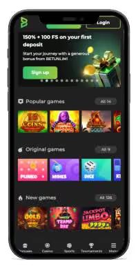 Betunlim Casino screenshot on mobile