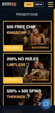 Brango Casino promos screenshot