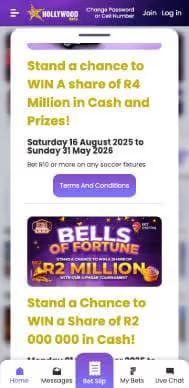 Hollywoodbets promotions screenshot