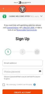 Leovegas Casino registration screenshot