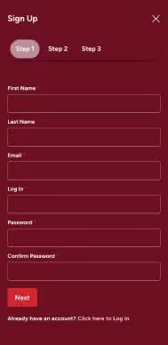 Red Cherry Casino sign up screenshot