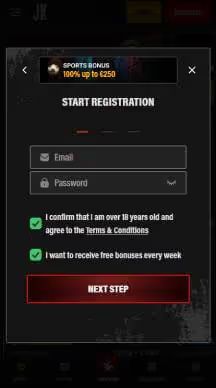 Jokery Casino signup screenshot