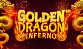 Golden Dragon Inferno slot game logo with golden dragons
