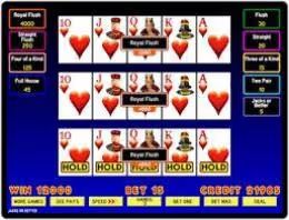 Video poker game with three Royal Flushes