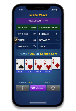 Video Poker TaDa mobile display