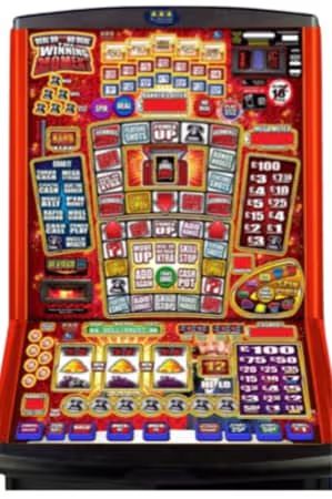 Close-up of a brightly colored slot machine