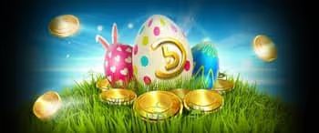 Easter eggs and golden coins in a casino setting
