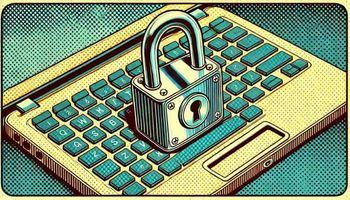 A padlock on a laptop keyboard, symbolizing online security and player protection.