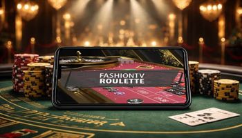 Mobile phone displaying BetMGM online casino game in partnership with FashionTV